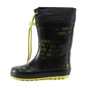 Black Letters Cuff Rubber Wellies