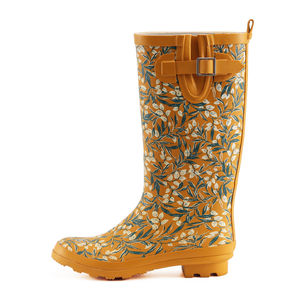 Orange Leaves Buckle Rubber Wellies