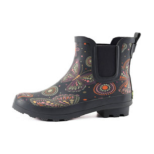 Black Butterfly Ankle Rubber Wellies