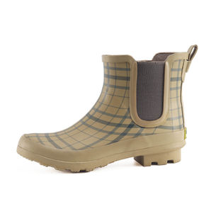 Beige Check Ankle Rubber Wellies