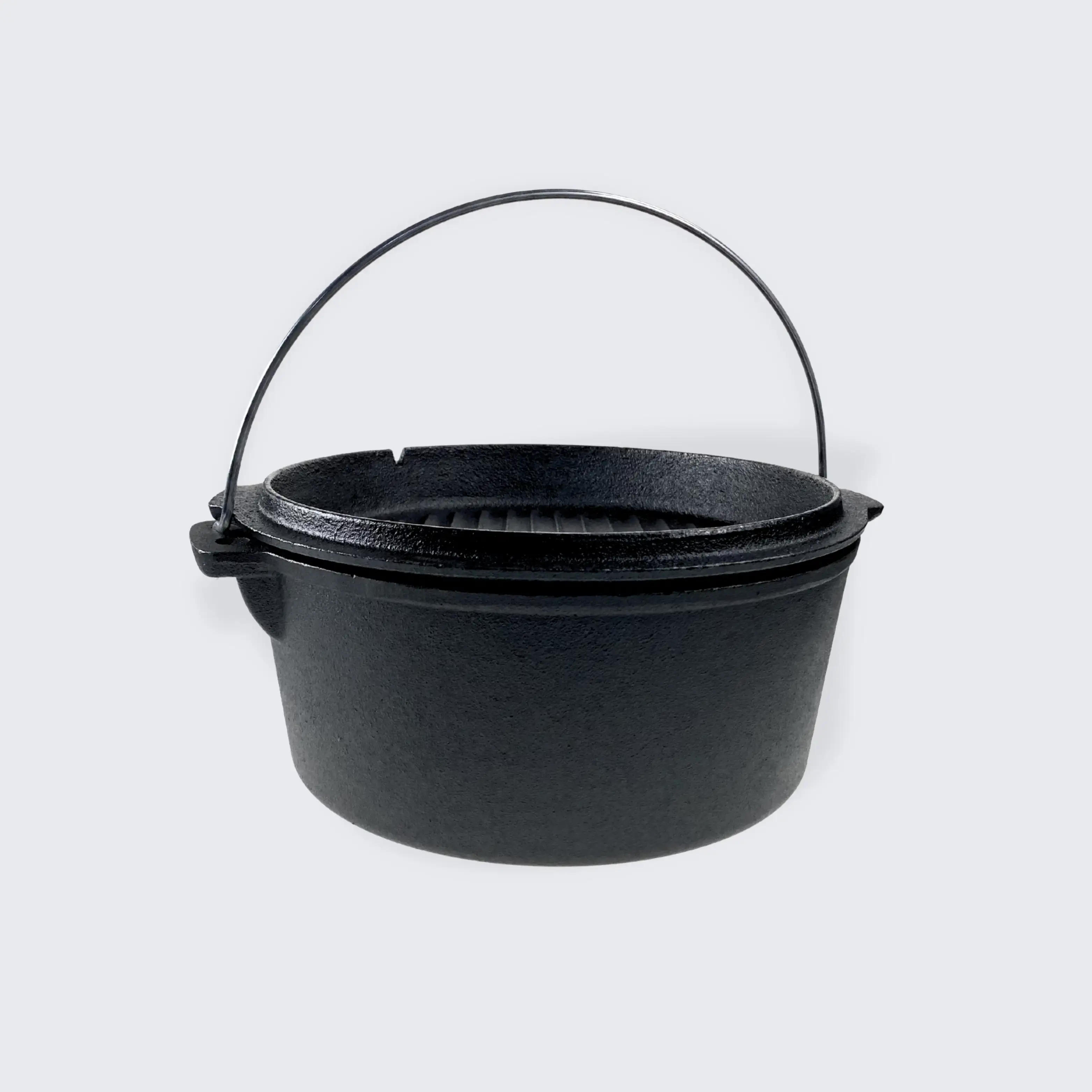 Dutch Oven Topf aus Gusseisen mit Deckel, robuster Feuertopf für Grill und Outdoor Kochen