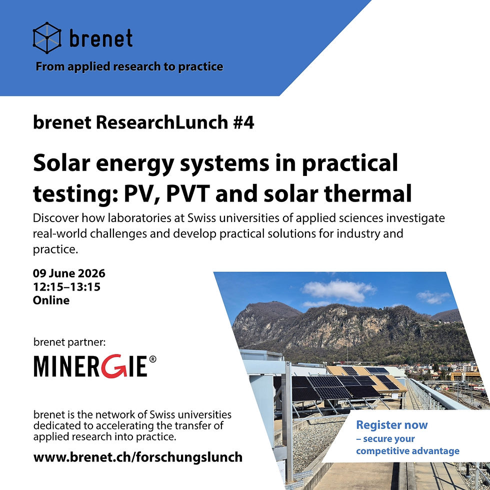 brenet Research Lunch #4 – Solar energy systems in practical testing: PV, PVT and solar thermal energy
