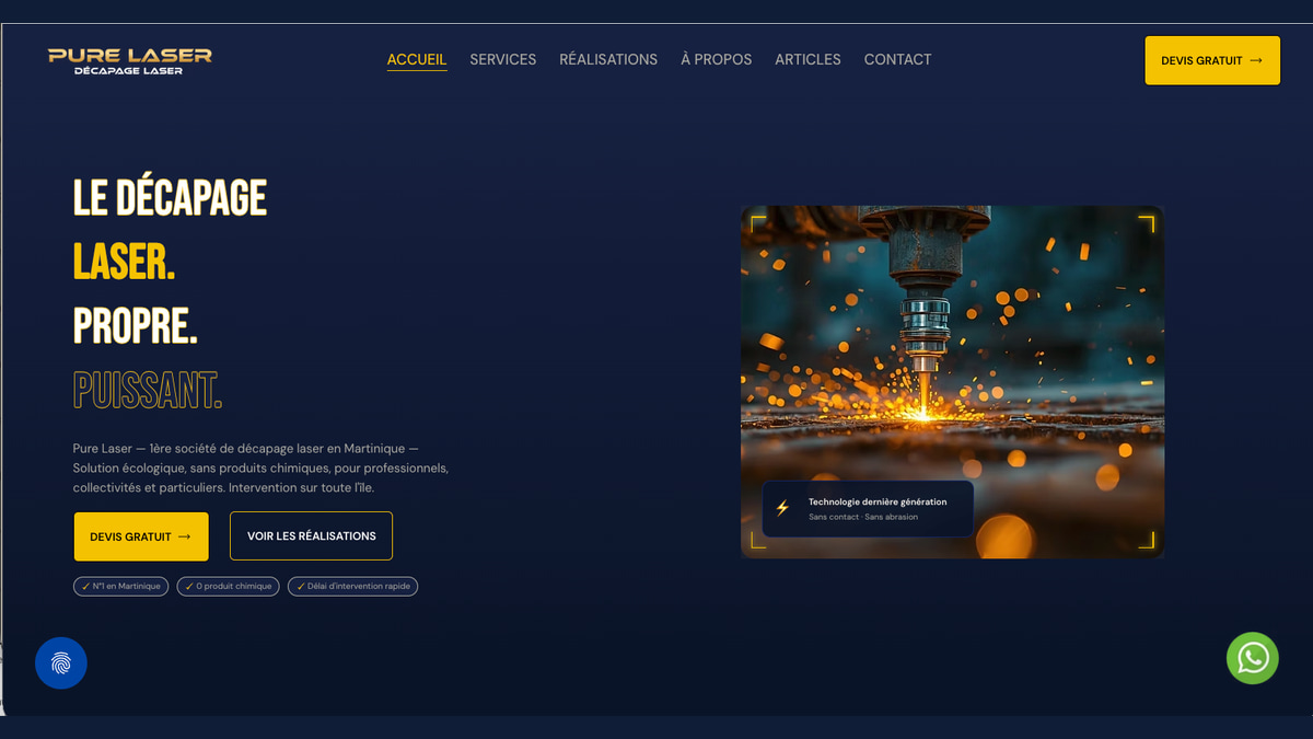 Refonte du site industriel PureLaser réalisée avec Wix Studio