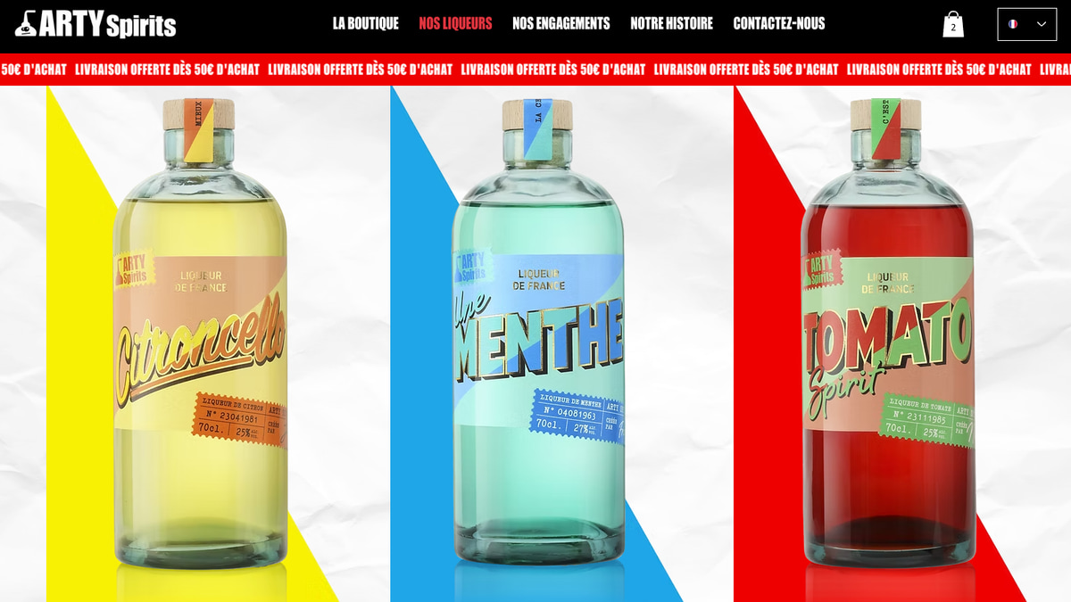 Site de marque Arty Spirits créé avec Wix Studio