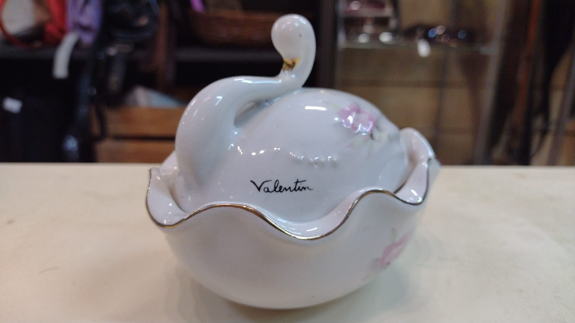 Formaggera o Zuccheriera in Ceramica a Forma di Cigno