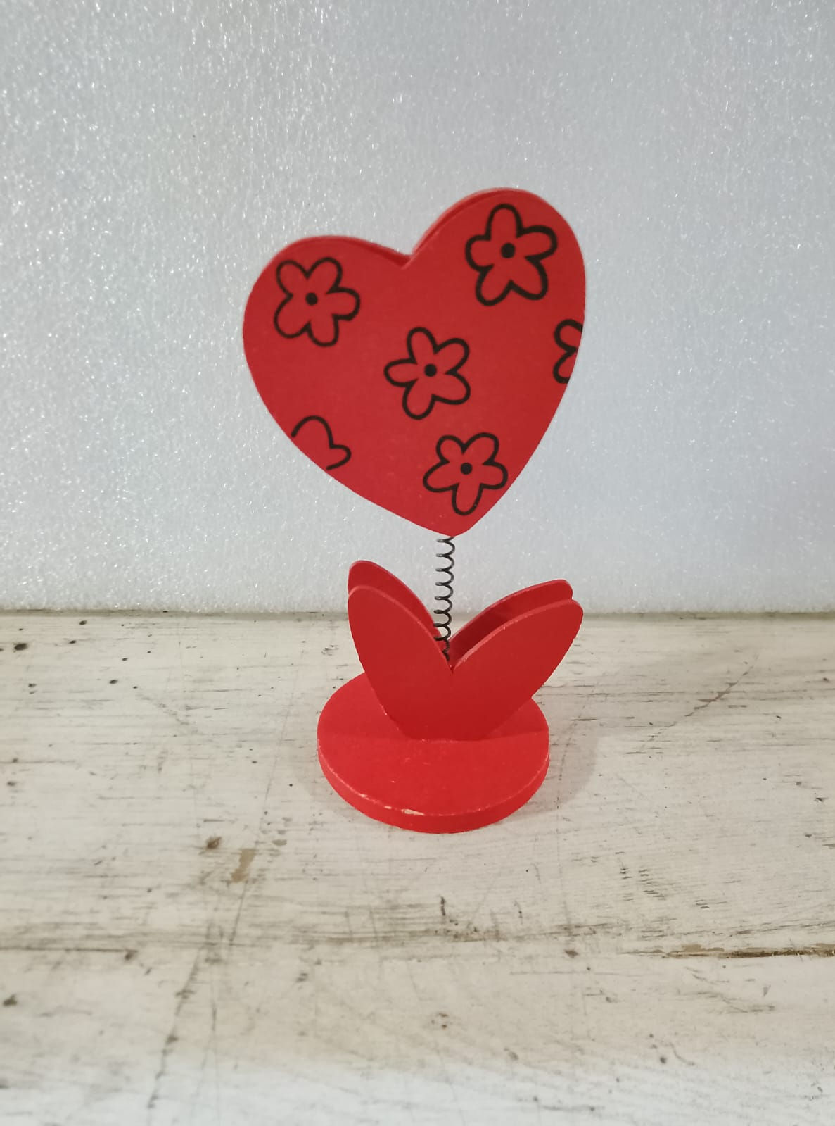 Porta Foto e Post-it Pinzetta da Tavolo Cuore in Balsa