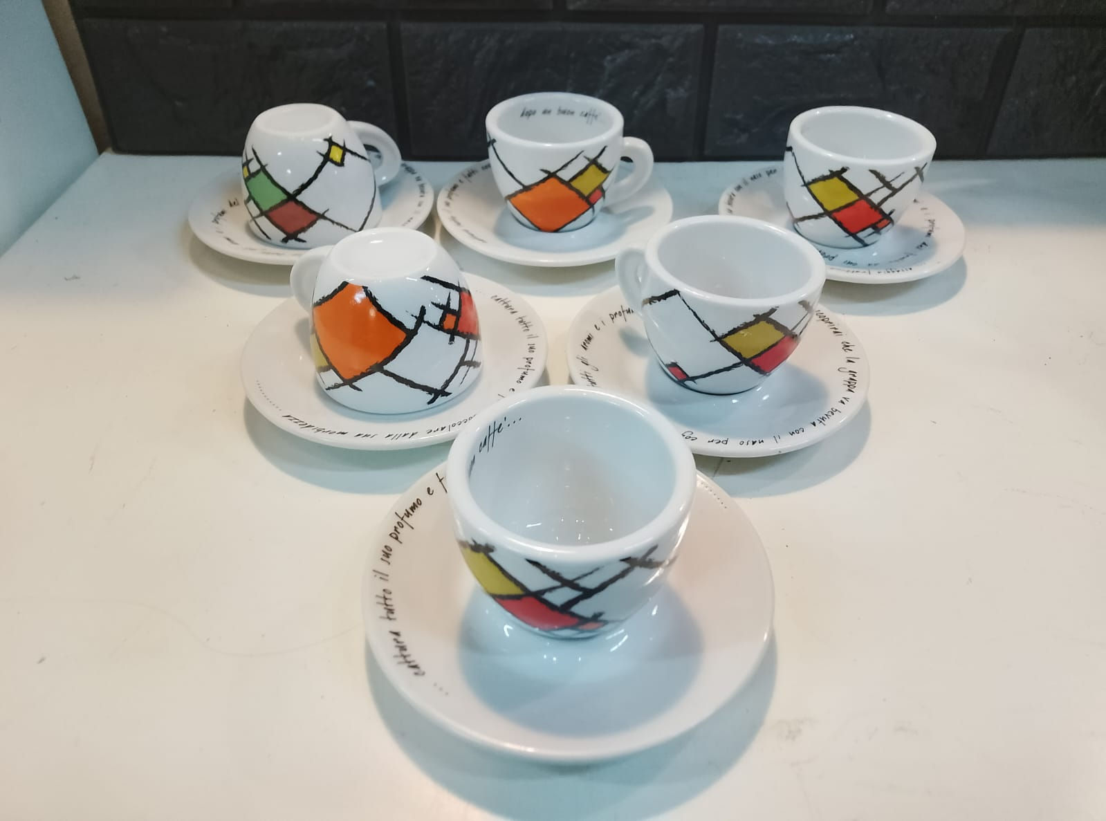 Servizio per 4 o 6 Persone Tazzine da Caffè con Piattino Pubblicitarie Frattina