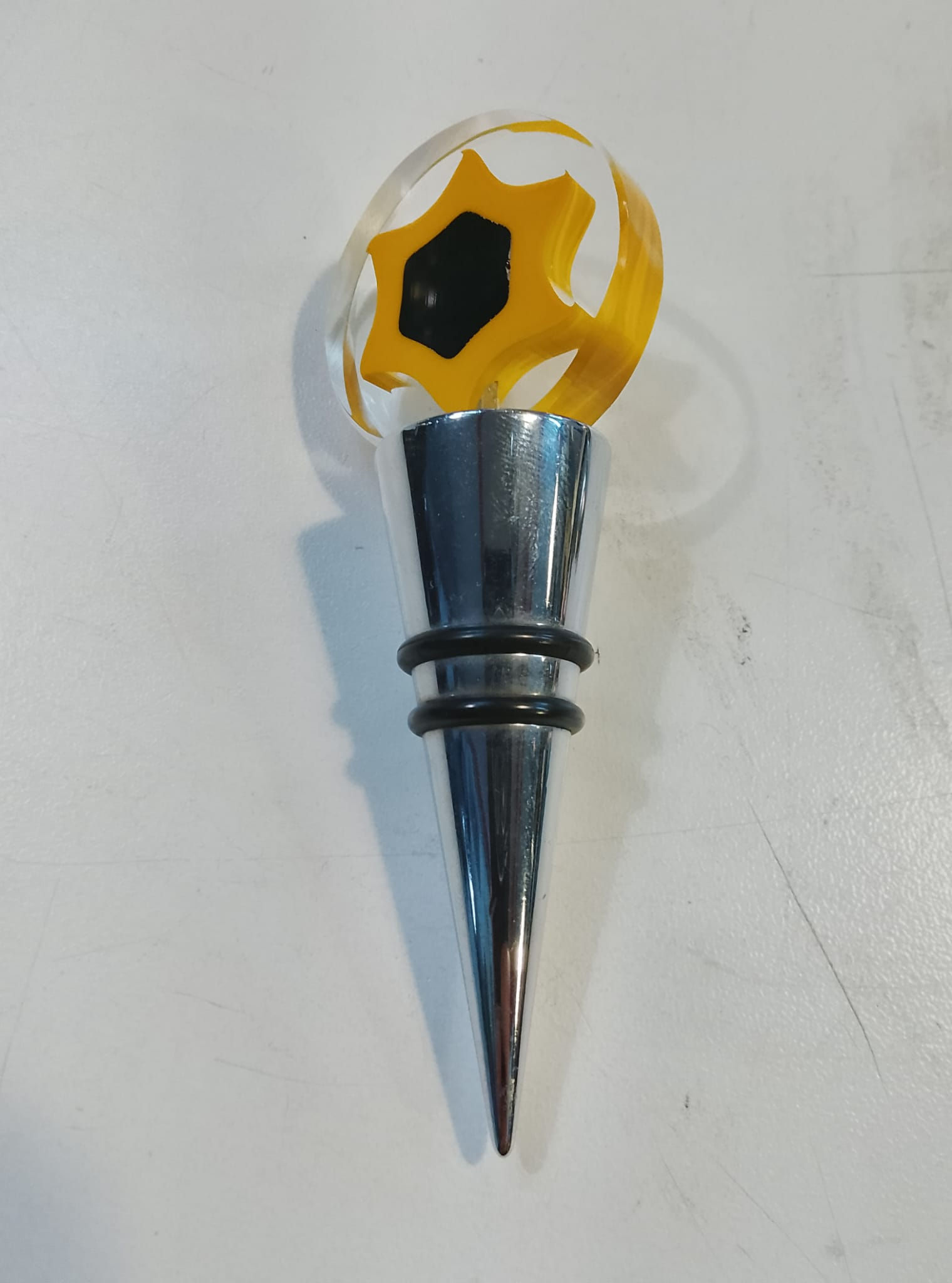 TAPPO per bottiglia in Acciaio con Sole in Vetro