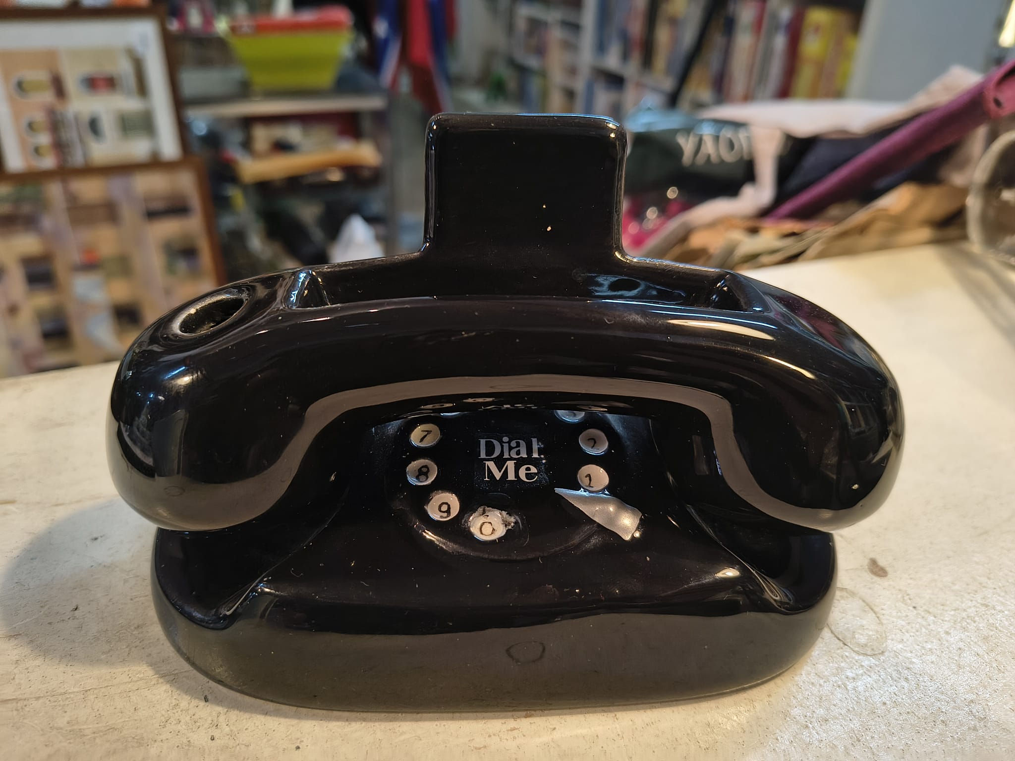 Porta Penne  e Post-it da Scrivania Telefono in Ceramica Nera