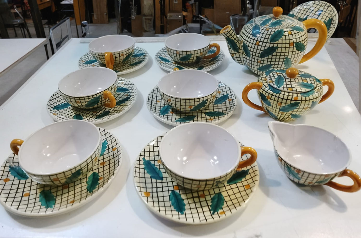 Servizio da Tè per 6 Persone Completo Vintage Anni '50 Dipinto a Mano