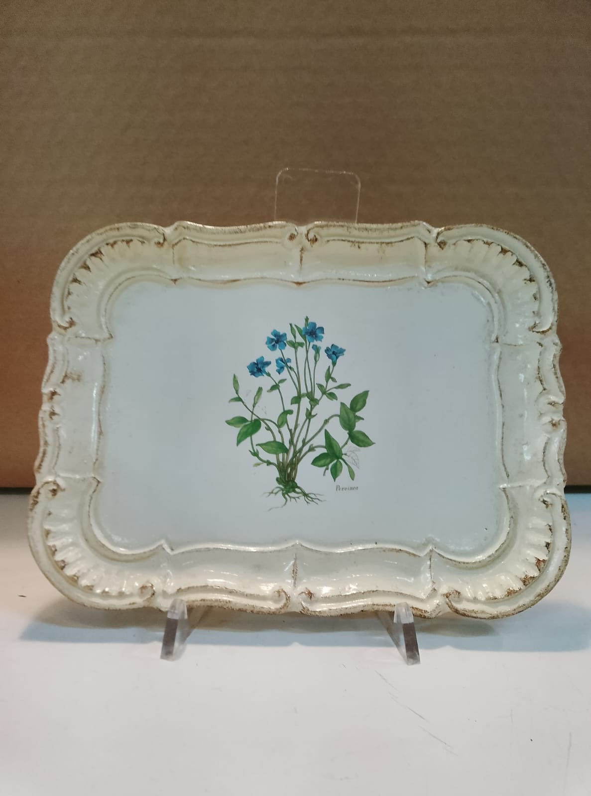 Vassoietto Rettangolare in Legno Illustrazione Botanica