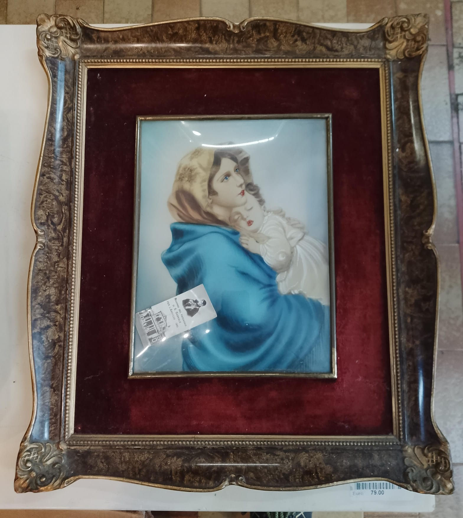 Quadro Vintage Madonna con Bambino con Cornice