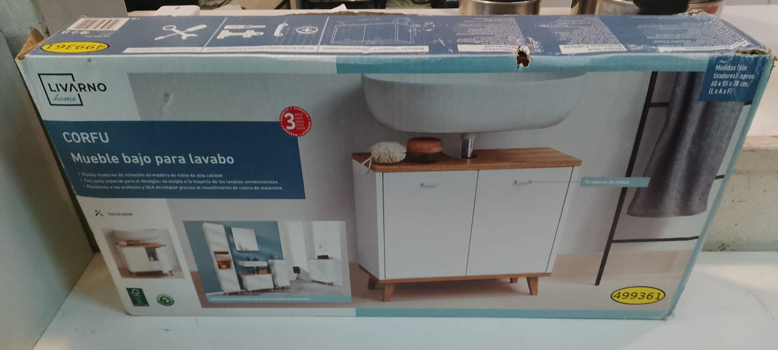 Mobile Bagno Sotto Lavabo Bianco e Legno Chiaro LIVARNO