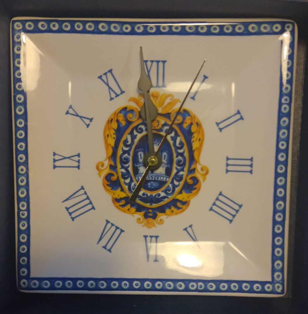 OROLOGIO da Parete Piatto Quadrato Ceramica di Castelli FACCIOLINI