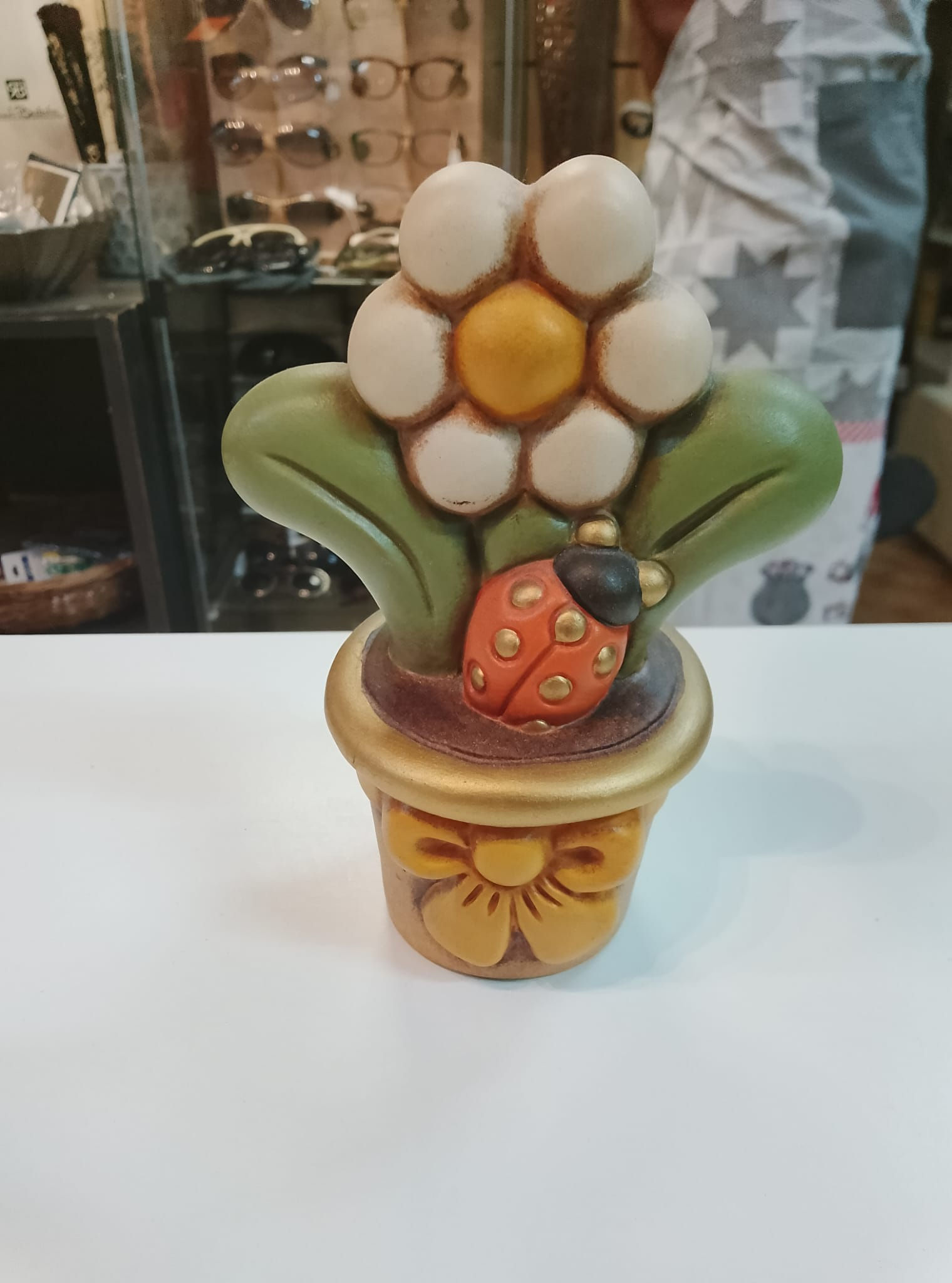 Soprammobile THUN Vaso con Fiore e Coccinella Portafortuna