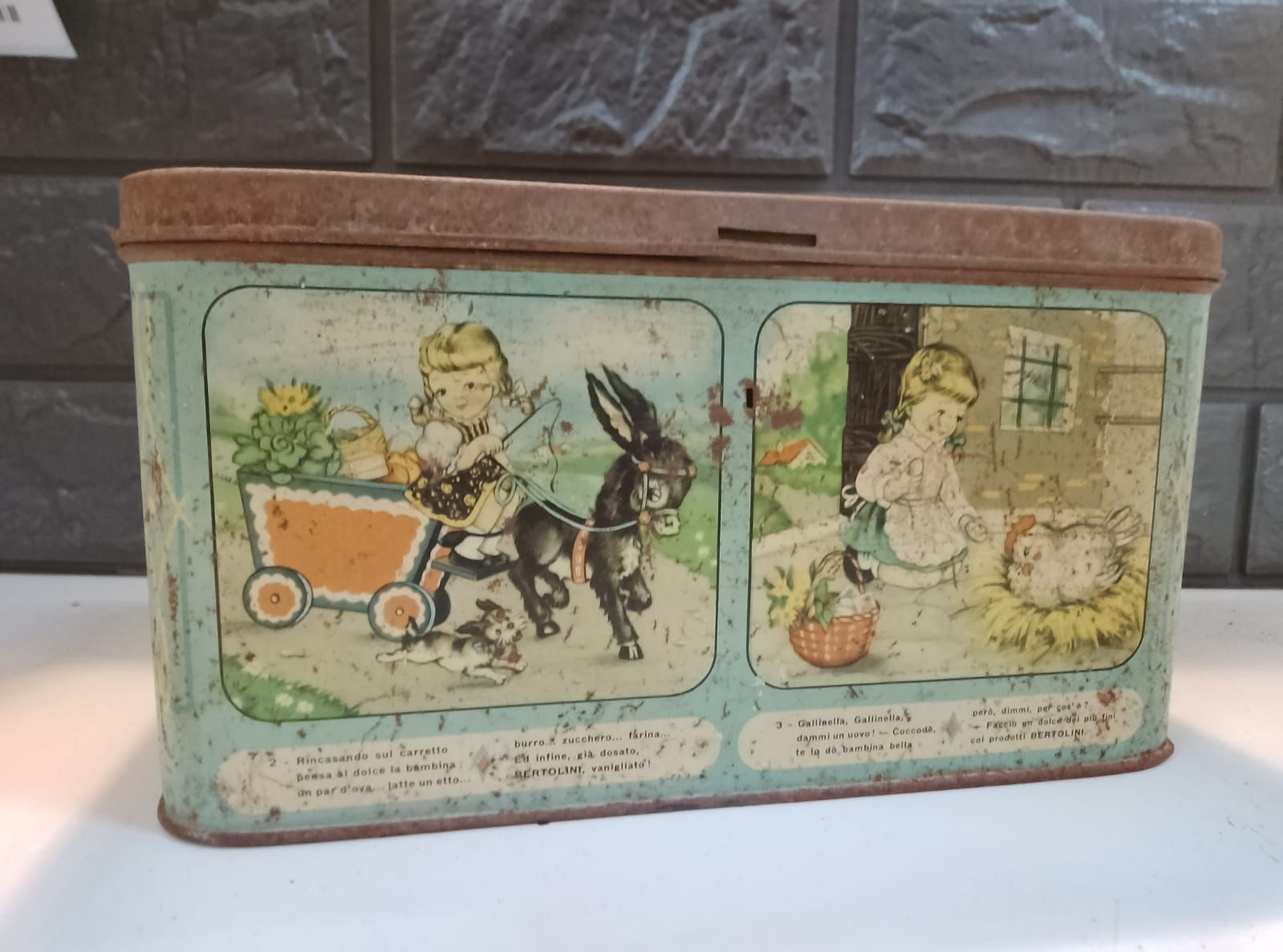 Scatola in Latta Cofanetto Vintage LIEVITO BERTOLINI Anni '50 Maria Rosa