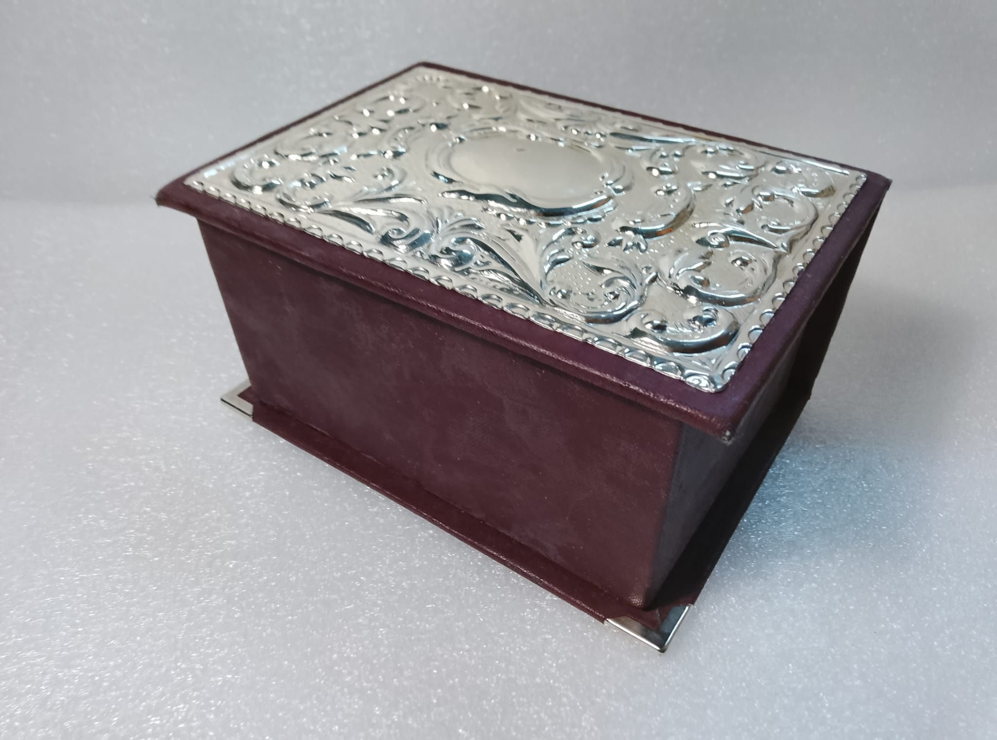 Scatola Cofanetto Portagioie con Lastra in Argento