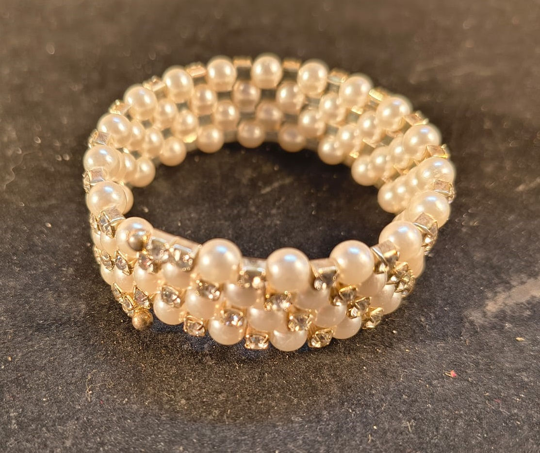 Braccialetto Semirigido 3 Giri Perline e Zirconi