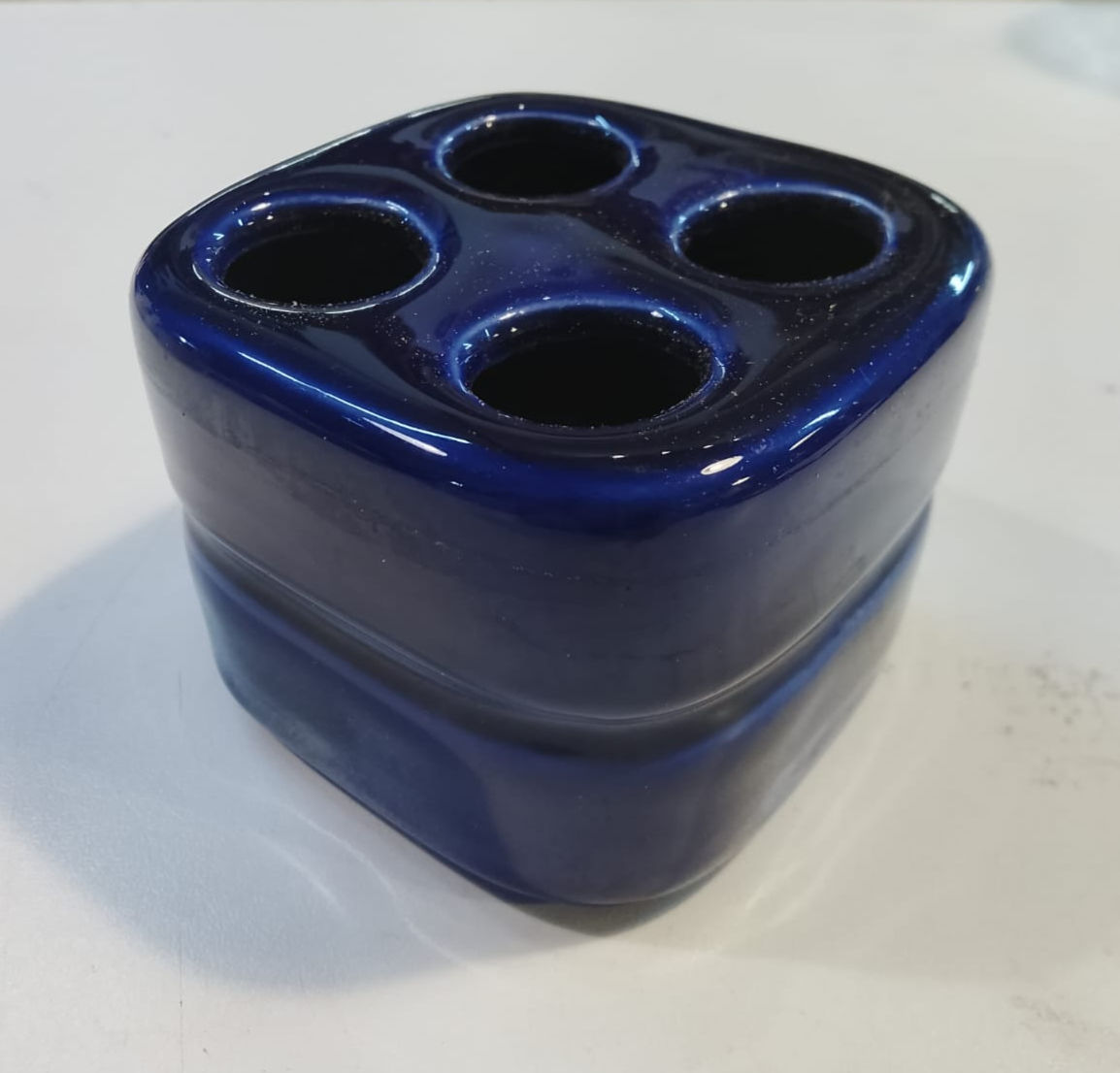 Vasetto Quadrato Space Age Blu Ceramica Marisa