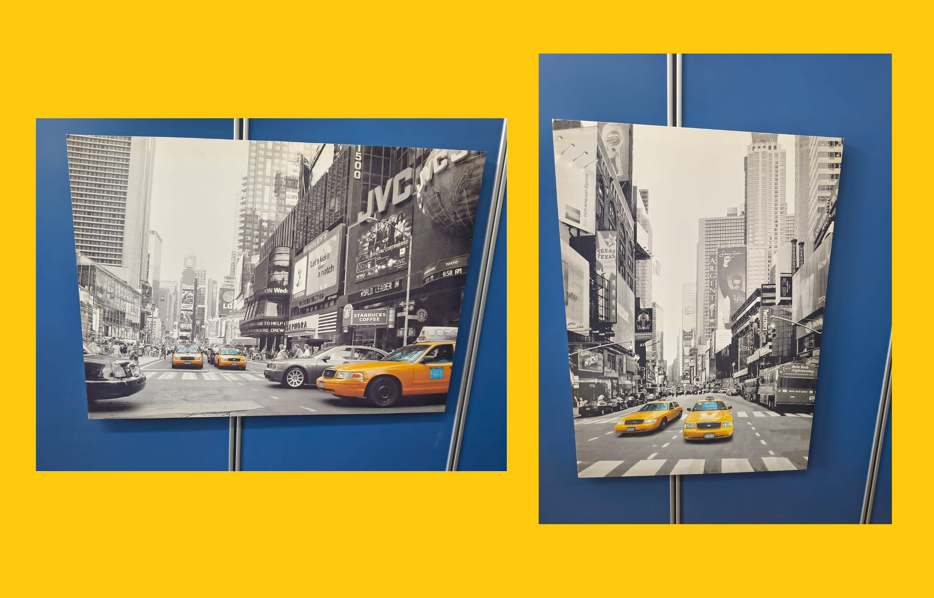 Quadro Tela Stampa New York in Bianco e Nero con Taxi Gialli Vari Modelli