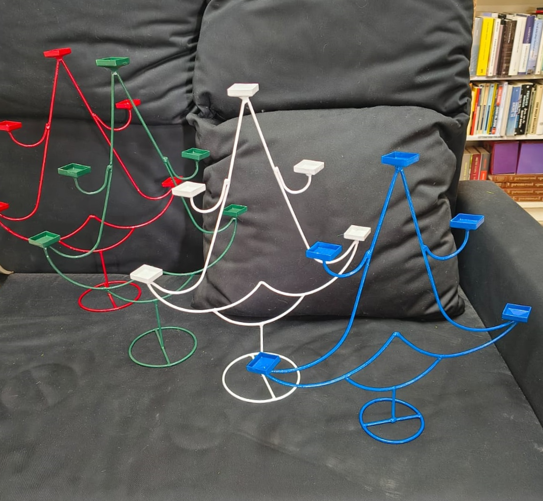 Candeliere Portacandele 5 Fiamme Albero di Natale in Ferro Vari Colori a Scelta