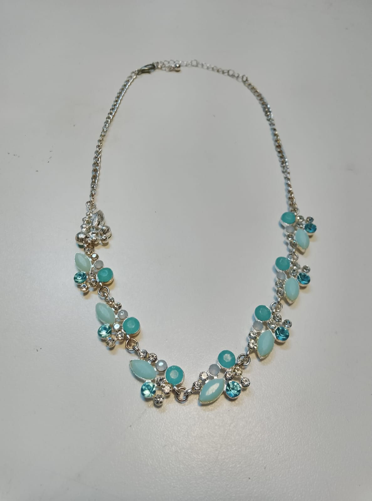 Collana Collier Argentata con Zirconi Turchesi