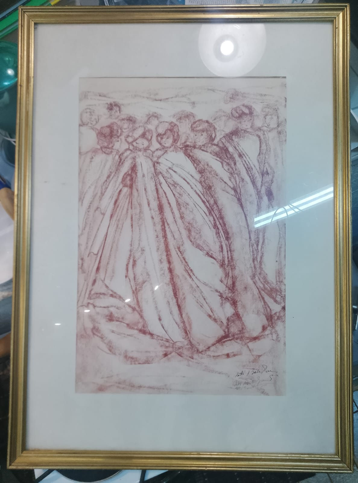 Quadro Disegno Sanguigna Incorniciato