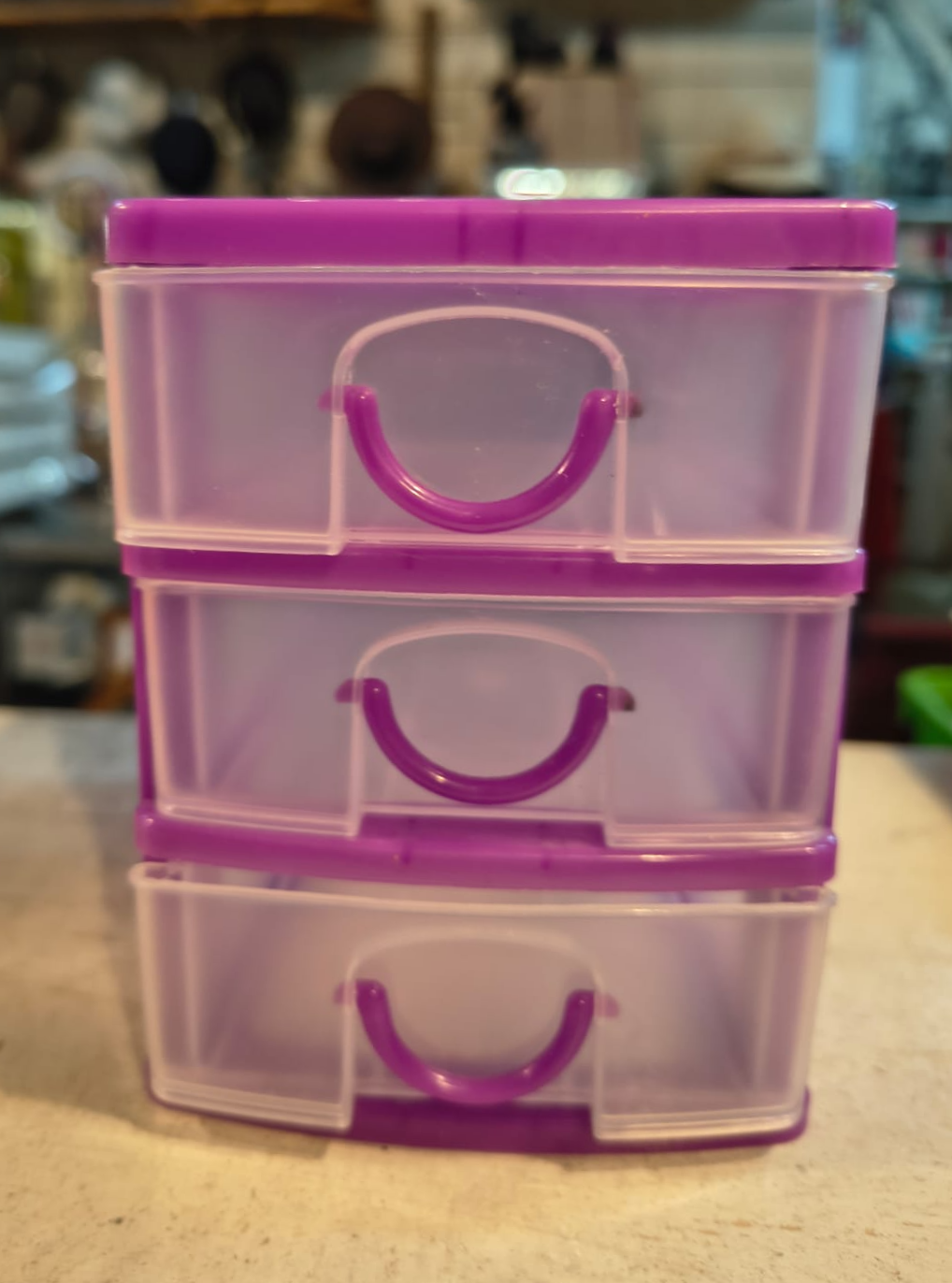 Organizer da Scrivania  Mini Cassettiera Porta Minuteria Viola