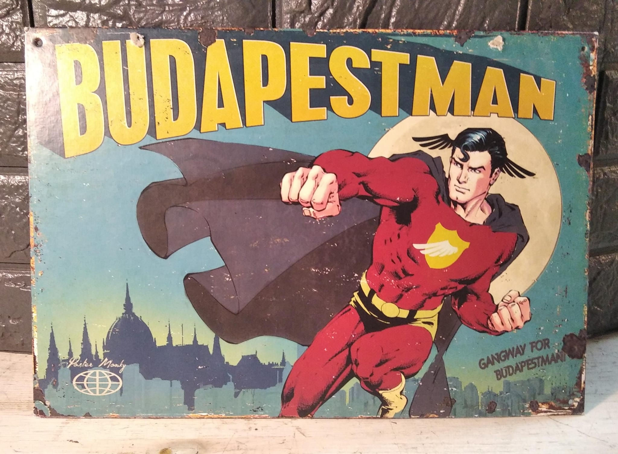 Targa Decorativa  Cartonato BUDAPESTMAN Souvenir Budapest