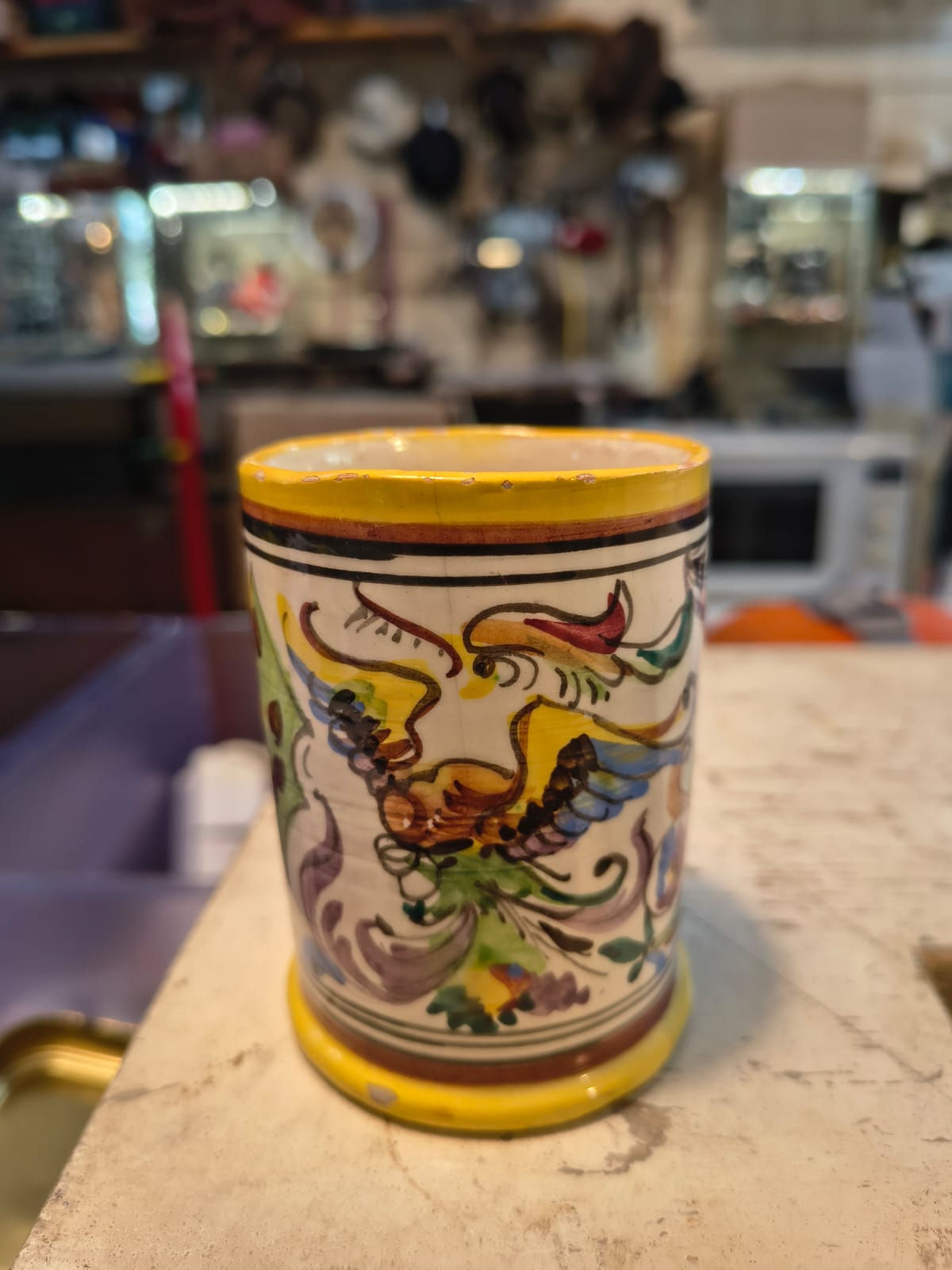 Bicchiere o Portapenne in Ceramica Dipinta a Mano G B.T.