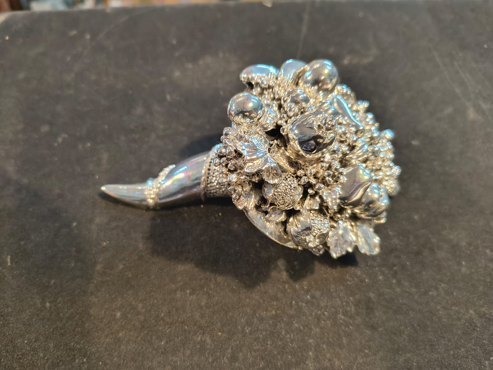 Soprammobile Portafortuna Cornucopia in Argento Misura grande