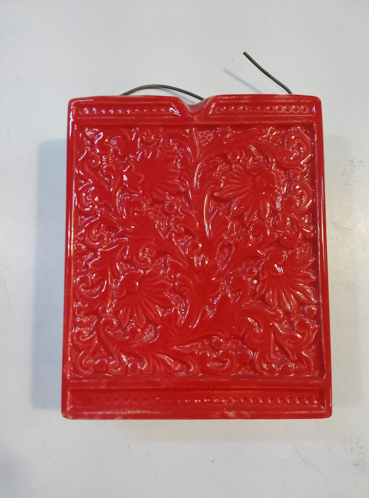 Umidificatore per Termosifone Doppio Maiolica Tedesca Rossa Vintage