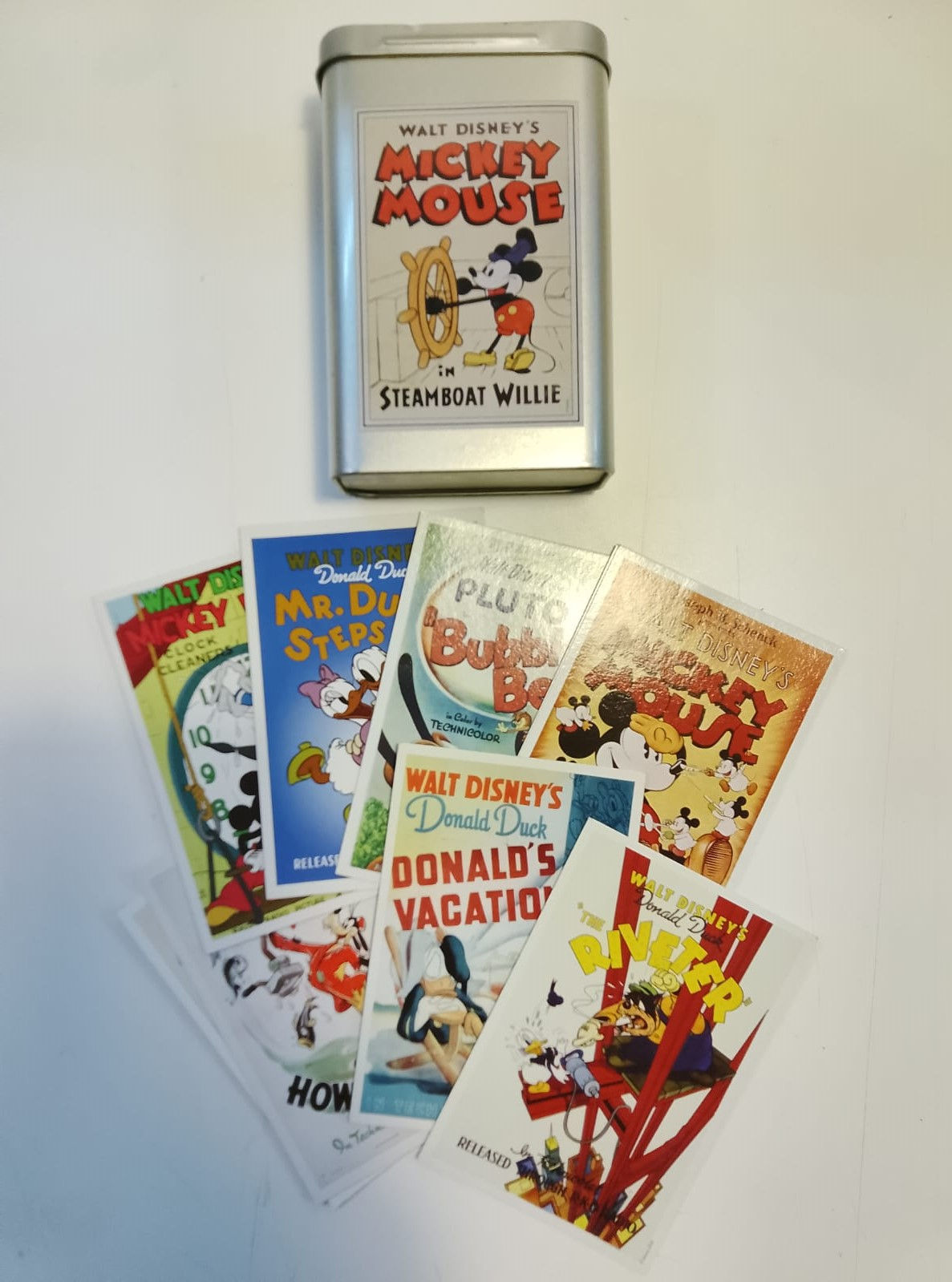 Scatola Latta con Collezione di Cartoline Locandine WALT DISNEY'S MICKEY MOUSE