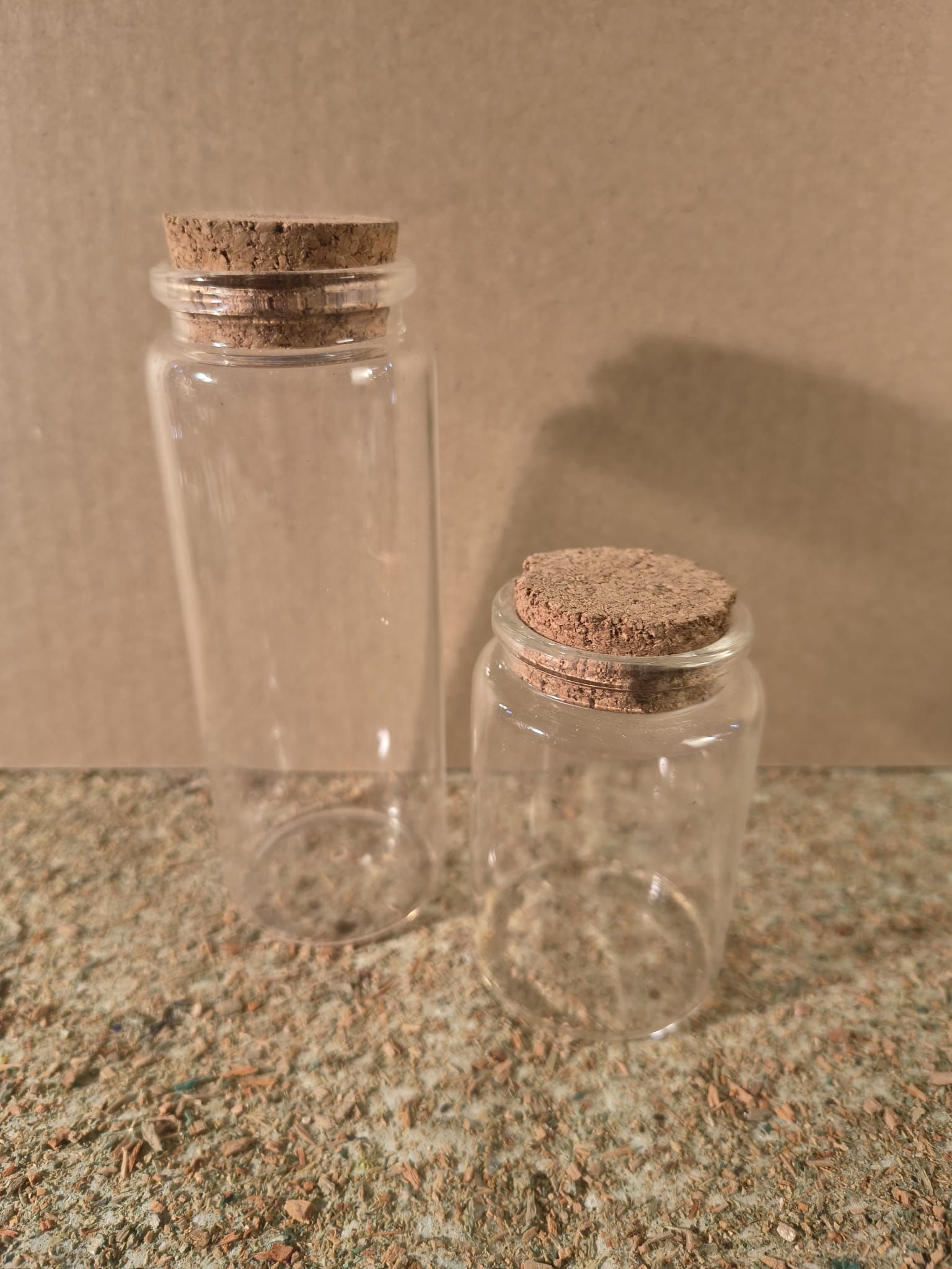 Barattolino Porta Spezie Bottiglietta in Vetro con Tappo in Sughero Varie Misure