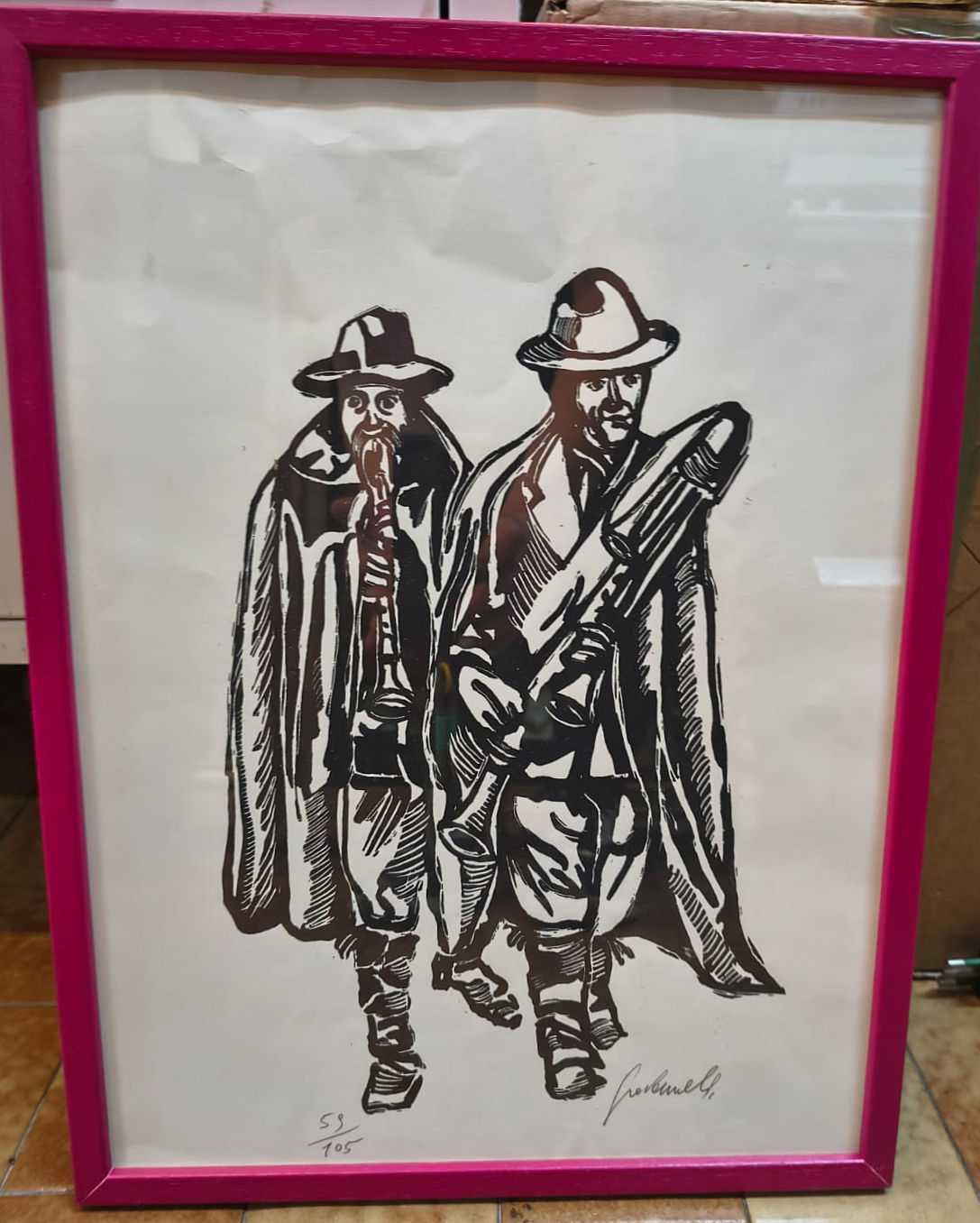 Quadro Litografia GLI ZAMPOGNARI di Vito Giovannelli