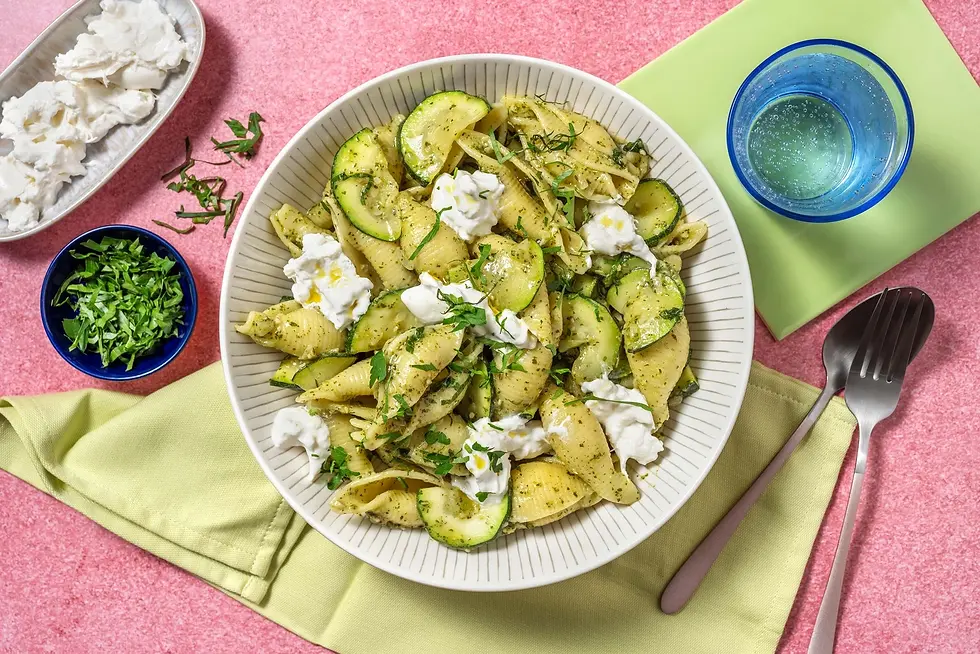 Pâtes fraîches aux courgettes & pesto