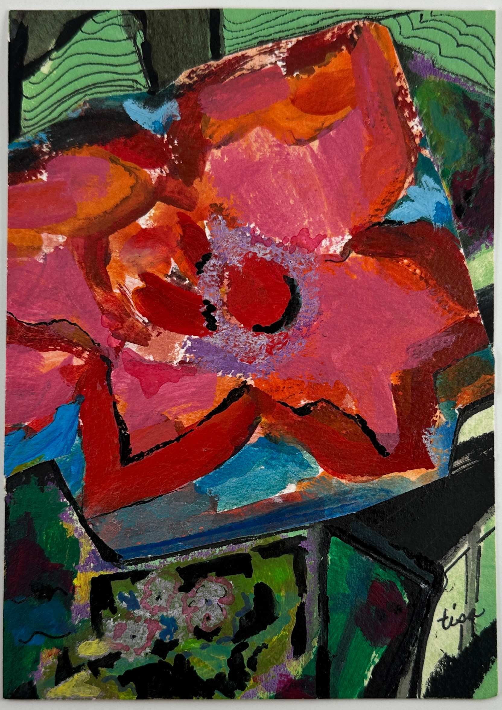 The Last Bloom, 7"x5" Fragment on paper (collage)