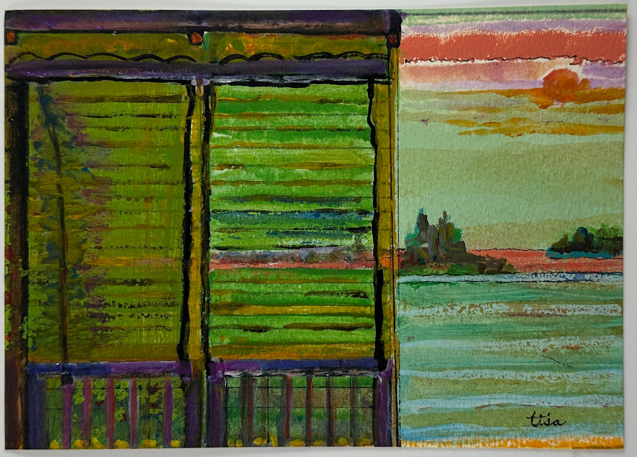 Through the Blinds, 7"x5" Fragment on paper