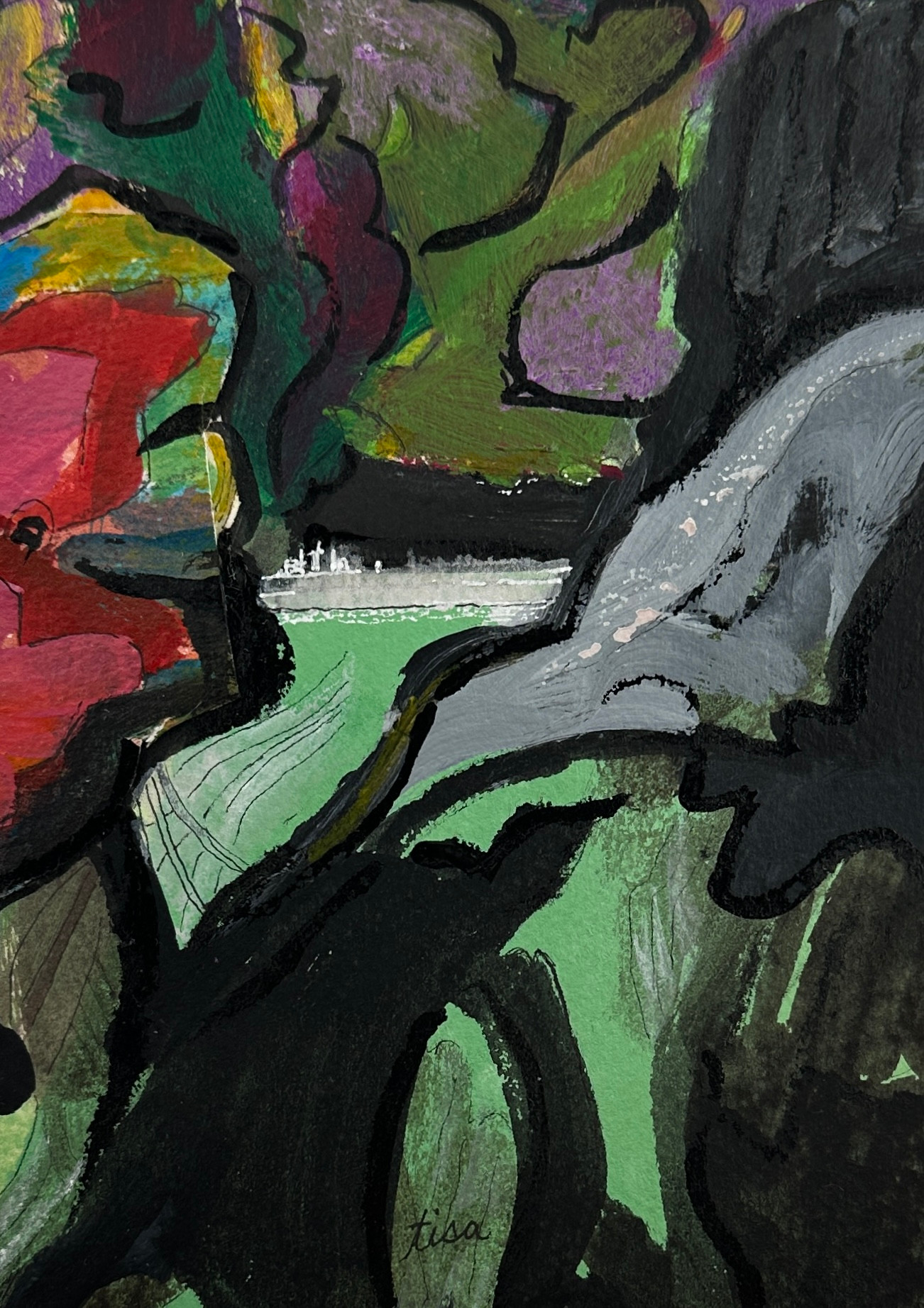 See the Ship, 7"x5" Fragment on paper