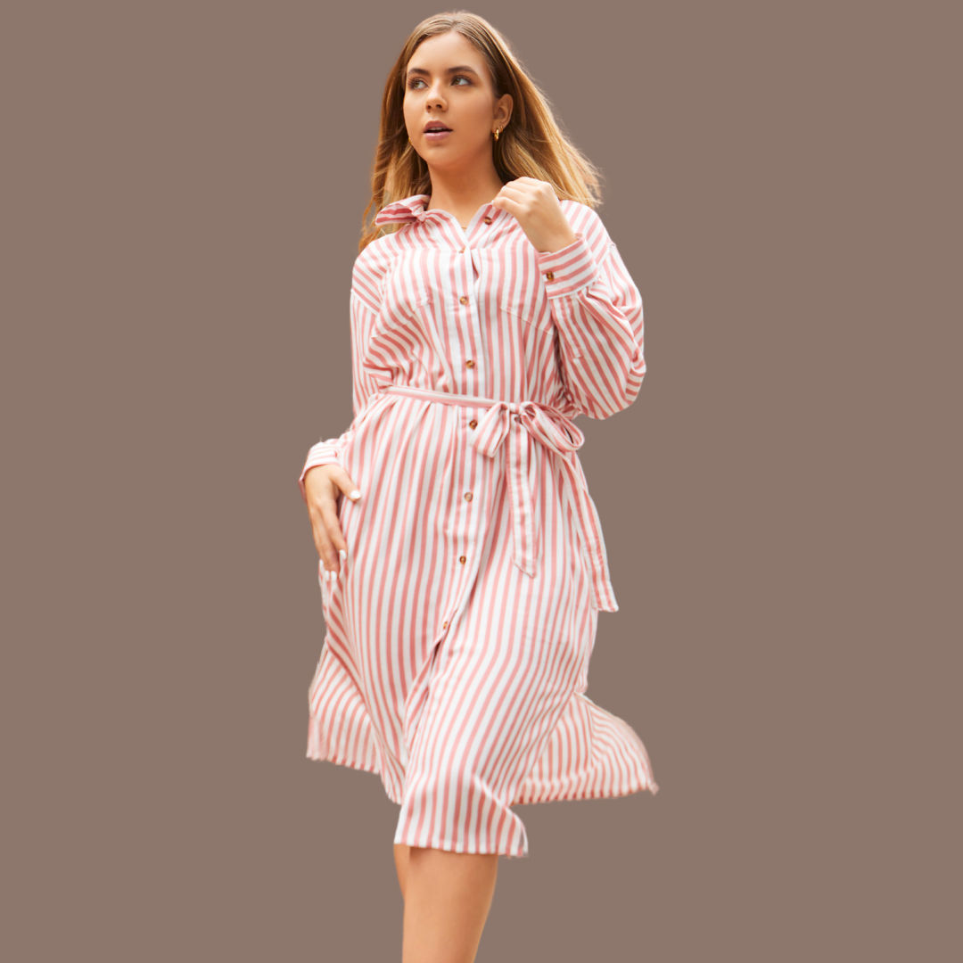 Vestido largo camisero Shant - Coral