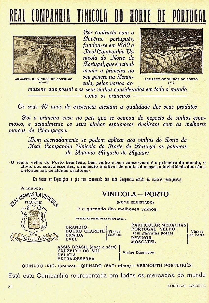 1932 Real Companhia Vinícola do Norte de Portugal advertisement. Source: Portugal Colonial, Year II, No. 15, May 1932, p. XII.
