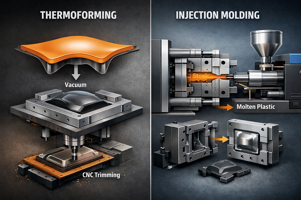 Injection Forming Process Thermoforming vs Injection Molding for Large Plastic Parts | Cost ...