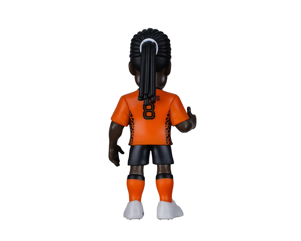 Miniaturbild: Vue arrière de la figurine Davids Minix mettant en avant ses longues dreadlocks sculptées et le dos de son maillot de footbal