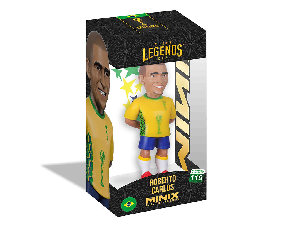 Boîte de collection Minix Roberto Carlos World Legends Cup, figurine officielle de la légende du football sous emballage vitr