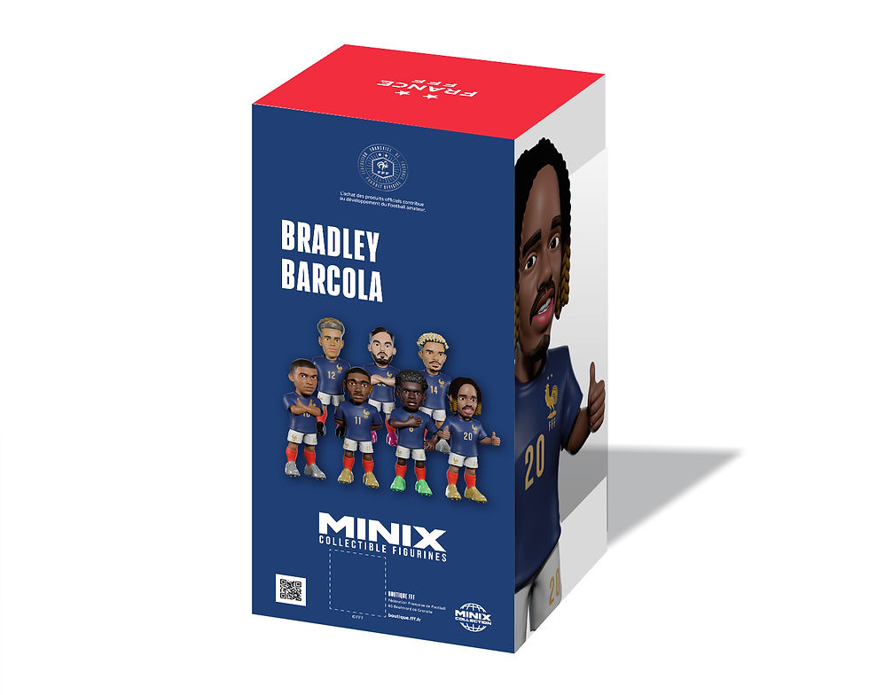 Miniatura: Boîte Minix Barcola #105 Équipe de France angle latéral packaging figurine football collector