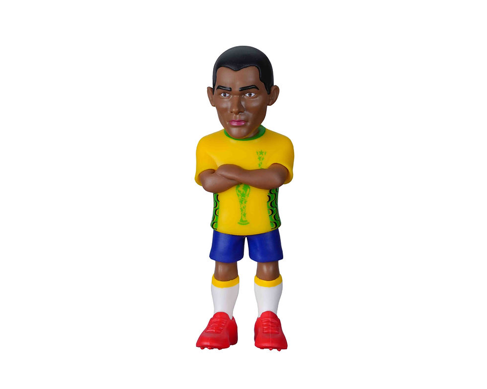 Figurine Minix Rivaldo en maillot de l'équipe du Brésil jaune et vert, vue de face.