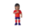 Figurine Minix Raúl en maillot officiel rouge de l'équipe d'Espagne, vue de face.