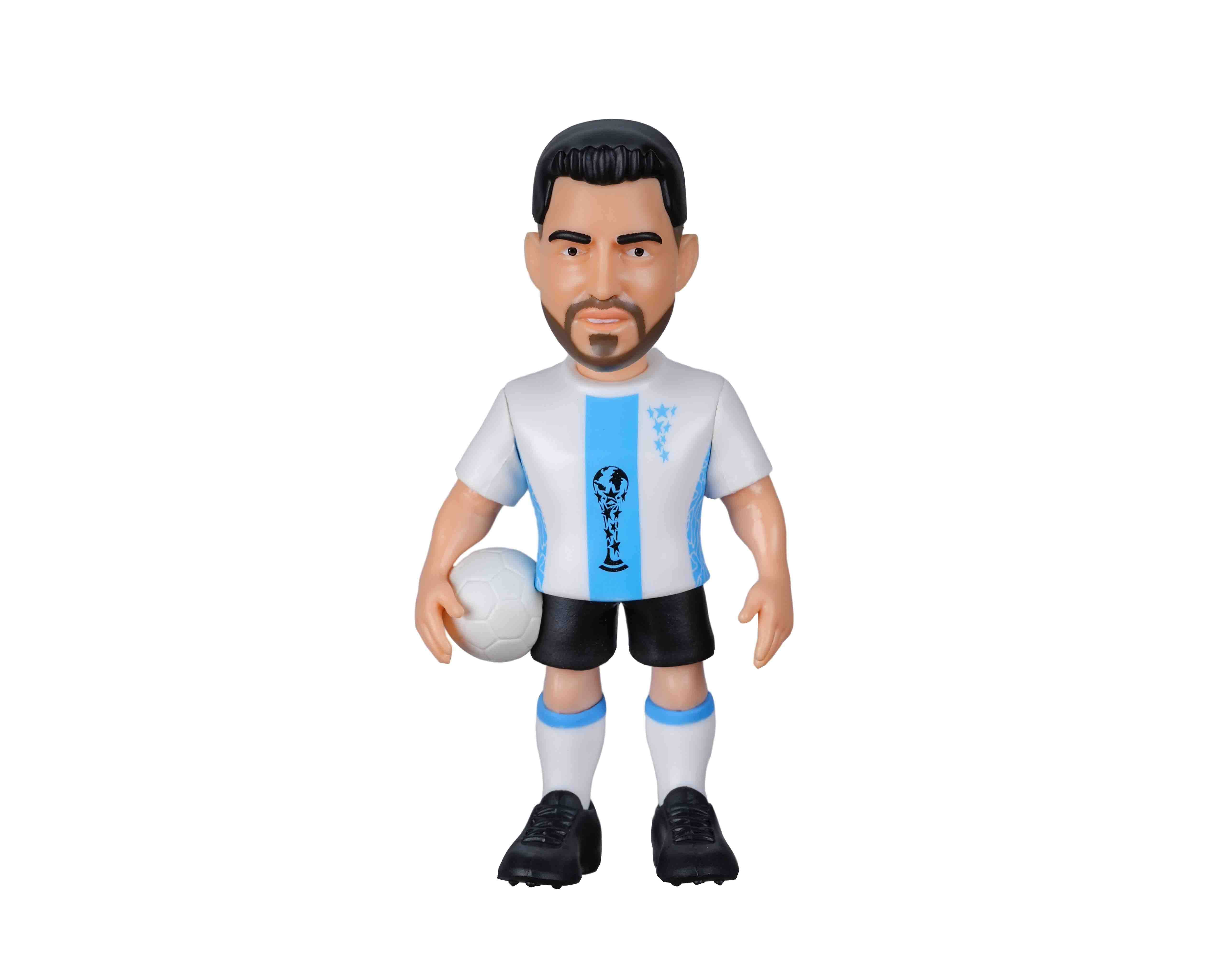 Figurine Minix Sergio Agüero en maillot de l'équipe d'Argentine bleu ciel et blanc, vue de face