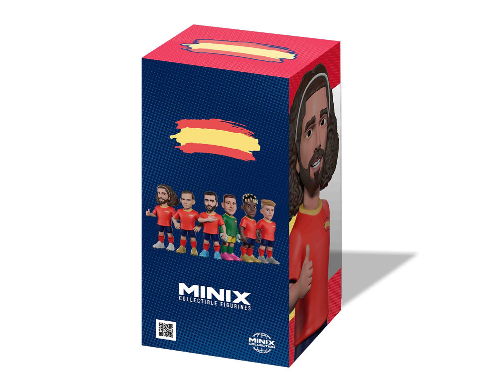 Miniature : Boîte Minix Cucurella #133 Espagne angle latéral packaging figurine football collector