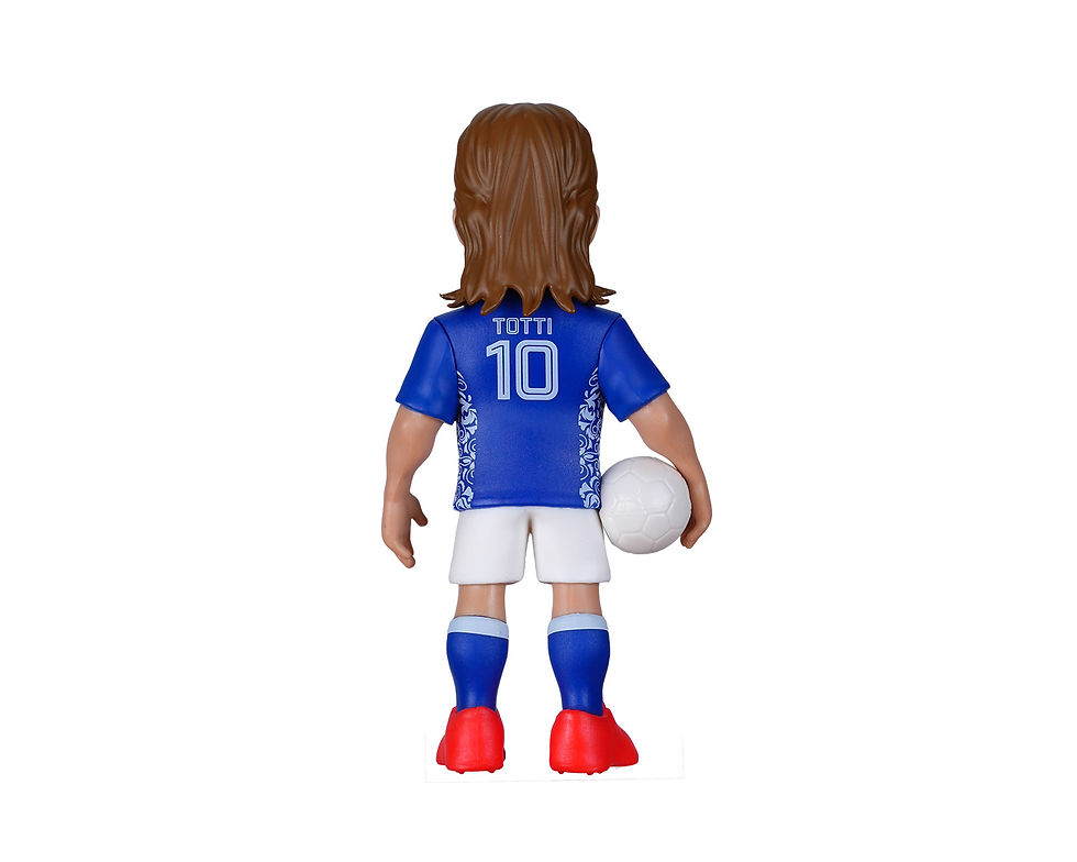 Miniatura: Vue arrière de la figurine Totti Minix montrant les finitions et le dos de son maillot de football bleu.